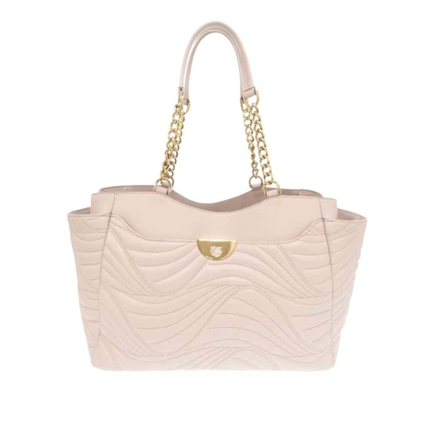 Salvatore Ferragamo Quilted Leather Lianne Tote Pink Leather Good condition - Front View