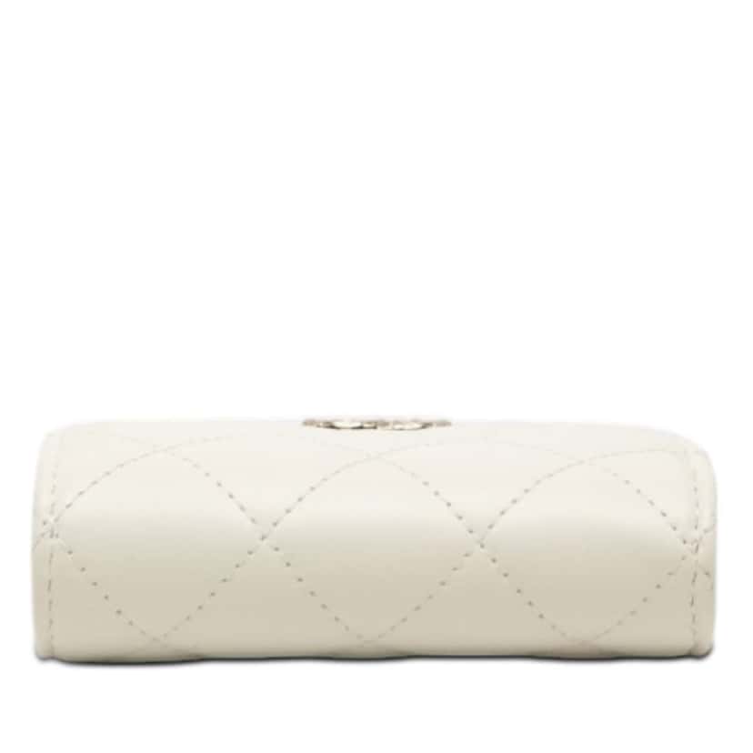 Chanel CC Quilted Lambskin Compact Bifold Wallet White Leather Good condition - Inside View
