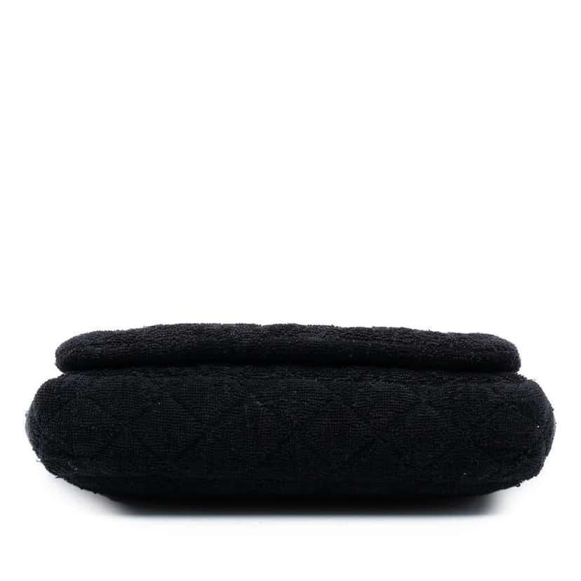 Chanel CC Quilted Terry Cloth Flap Black Cotton Good condition - Inside View