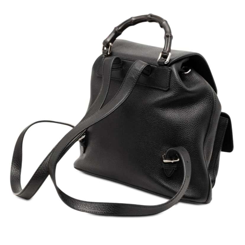 Gucci Leather Bamboo Tassel Backpack Black Leather Good condition - Back View