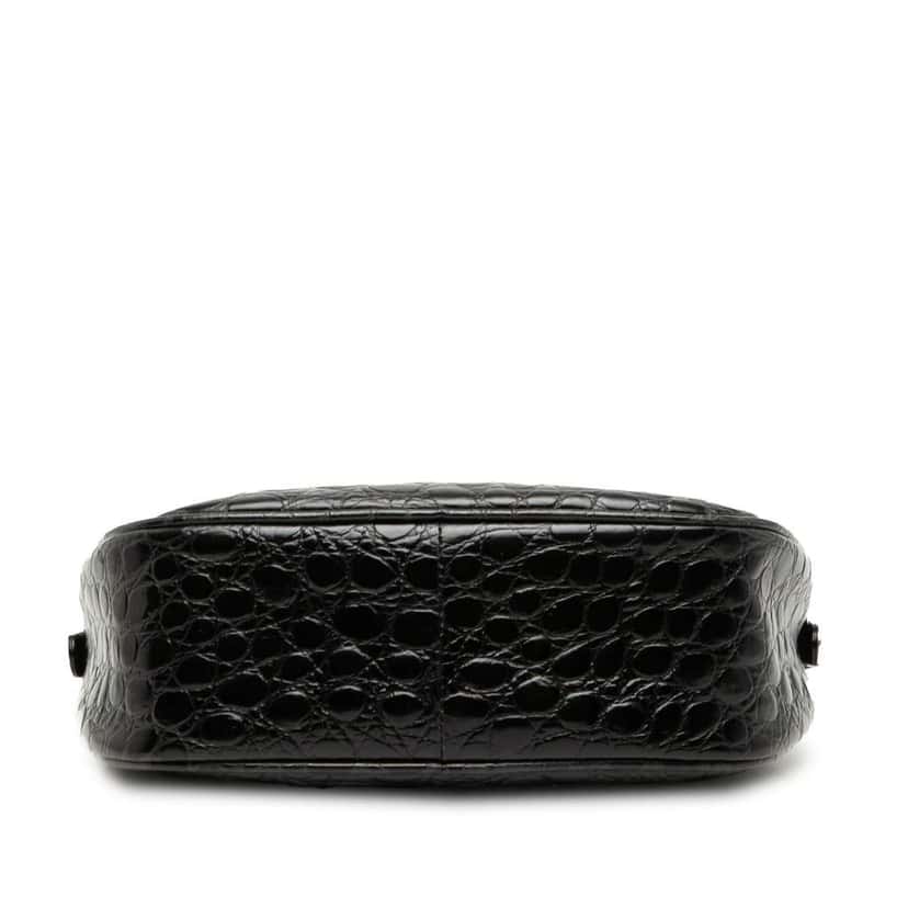 Salvatore Ferragamo Croc Embossed Leather Vara Crossbody Black Leather Good condition - Inside View