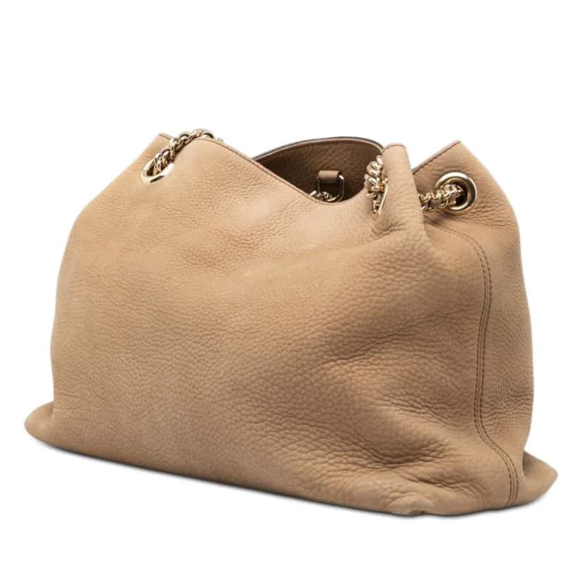 Gucci Medium Nubuck Soho Chain Tote Brown Leather Good condition - Back View
