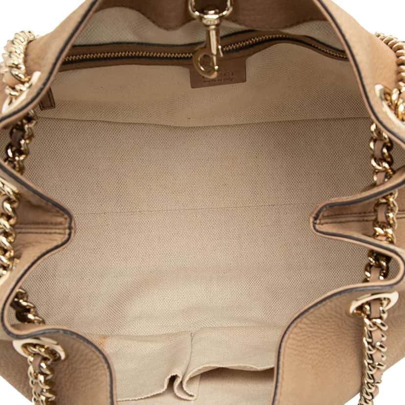 Gucci Medium Nubuck Soho Chain Tote Brown Leather Good condition - Model View