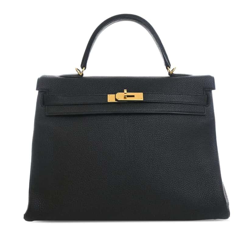 Hermès Togo Kelly II Retourne 35 Black Leather Good condition - Front View