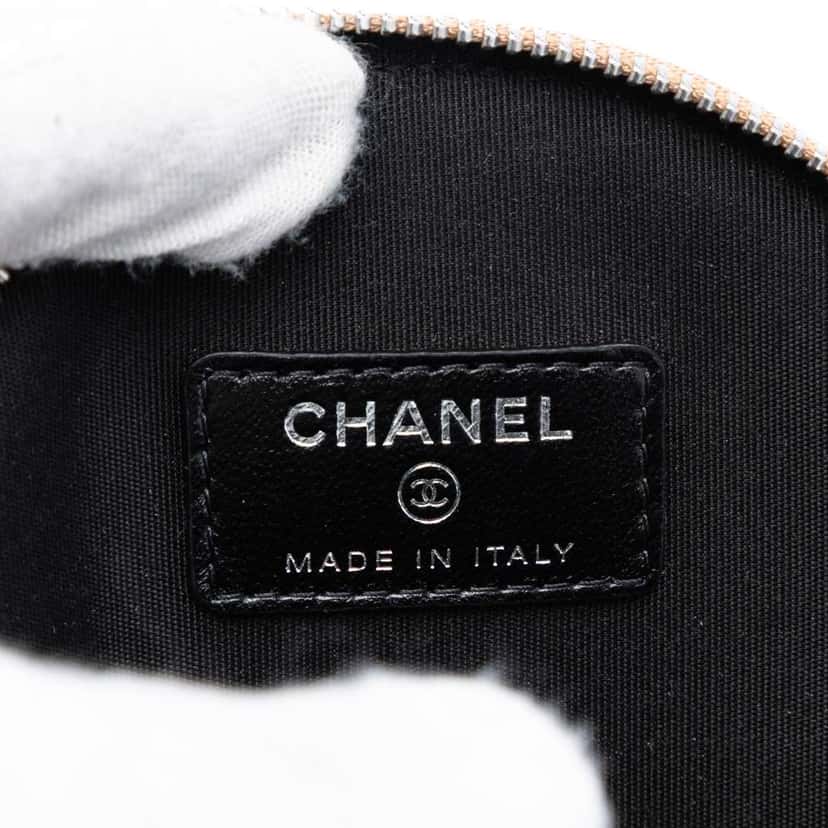 Chanel CC Quilted Lambskin Triple Zip Round Clutch With Chain Black Leather Good condition - Box View