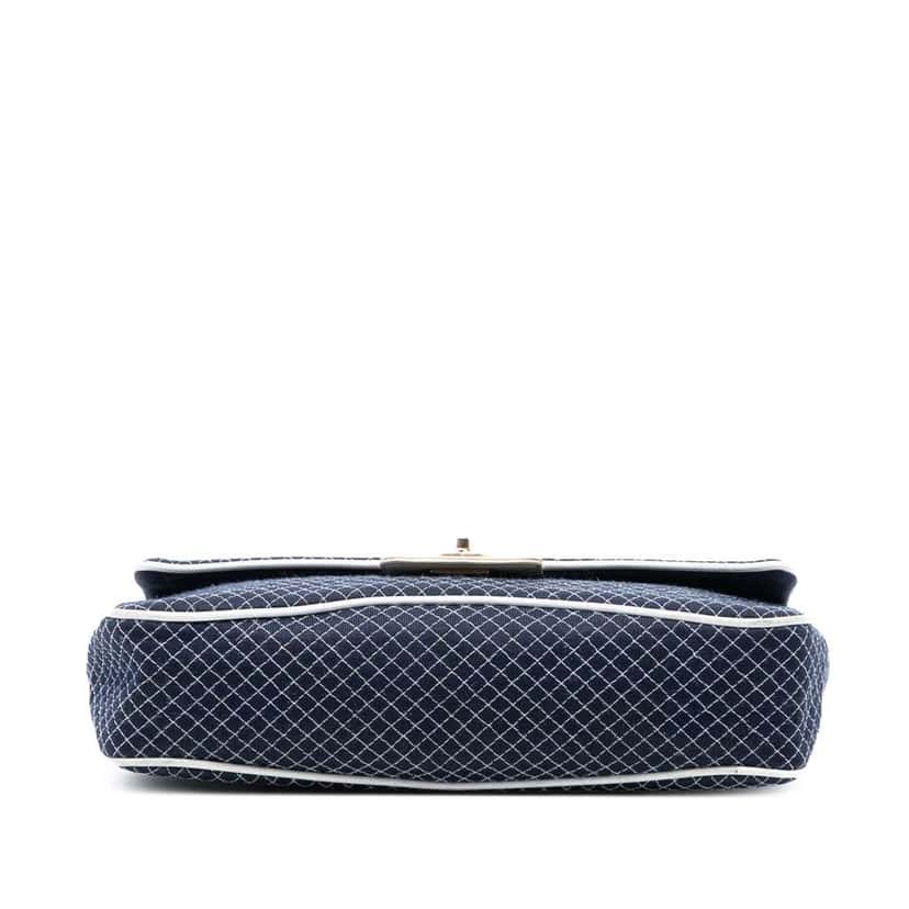 Chanel Medium Micro Quilted Jersey Single Flap Blue Cotton Good condition - Inside View