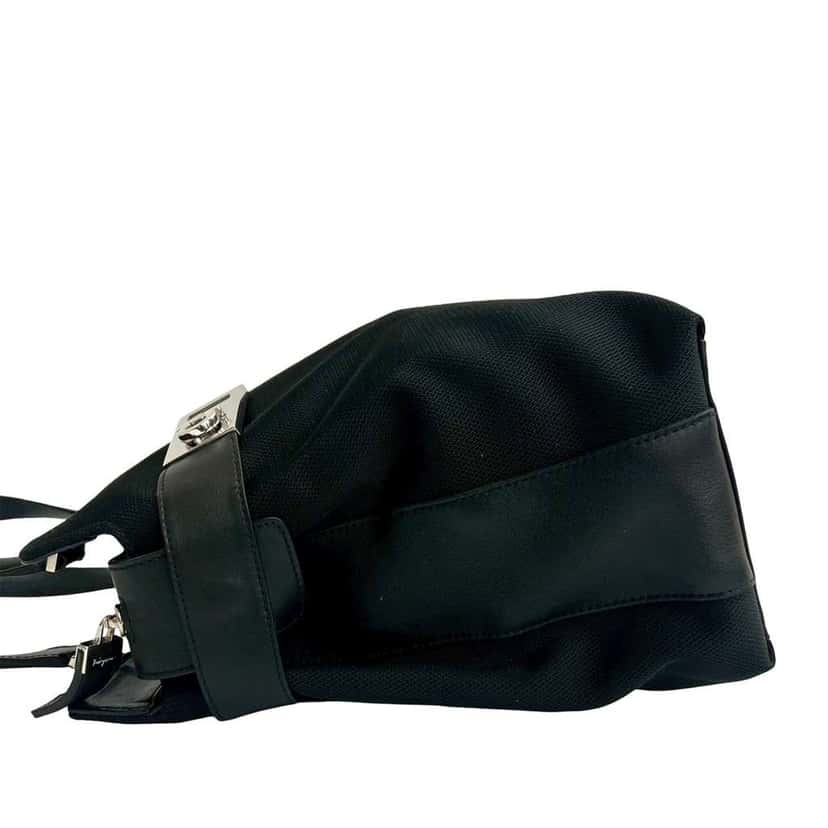 Salvatore Ferragamo Canvas Gancini Tote Black Canvas Good condition - Box View