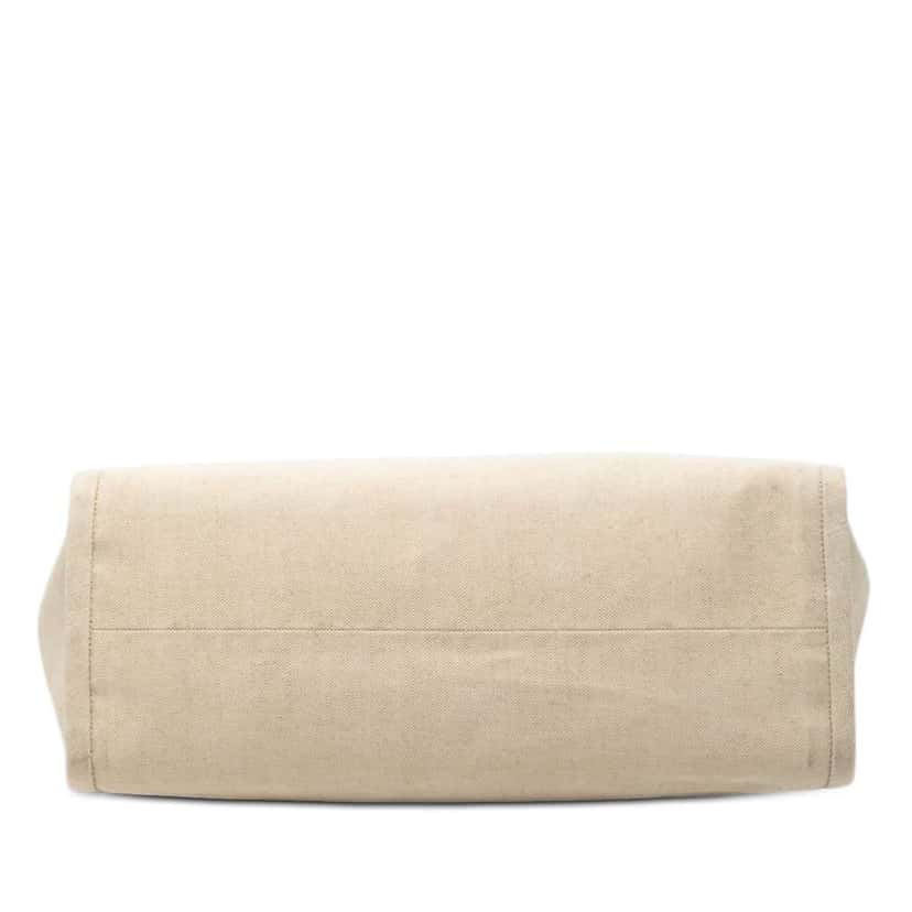 Prada Large Linen and Vitello Logo Tote Beige Good condition - Inside View