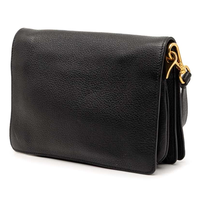 Prada Vitello Phenix Flap Crossbody Black Leather Good condition - Back View