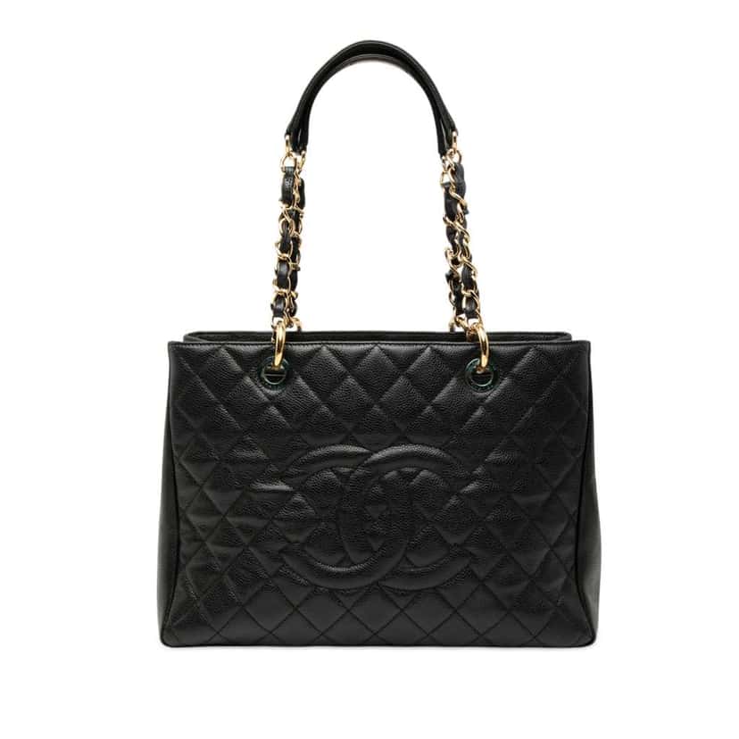 Chanel Caviar Grand Shopping Tote Black Leather Good condition - Front View
