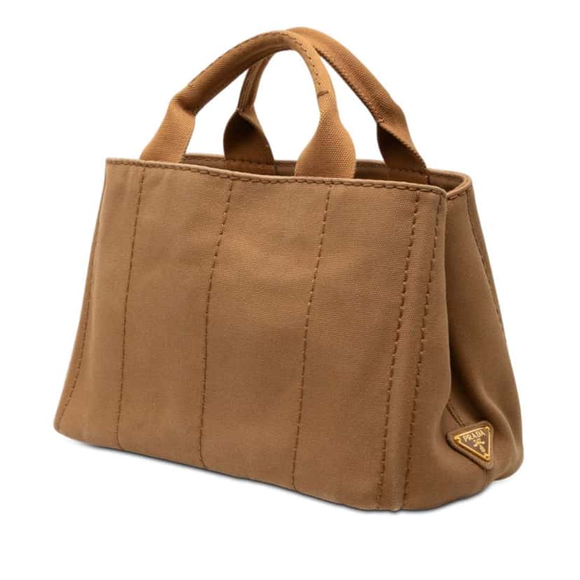 Prada Small Canvas Canapa Logo Satchel Brown Canvas Good condition - Back View