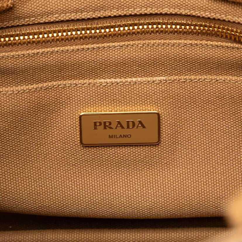 Prada Small Canvas Canapa Logo Satchel Brown Canvas Good condition - Box View
