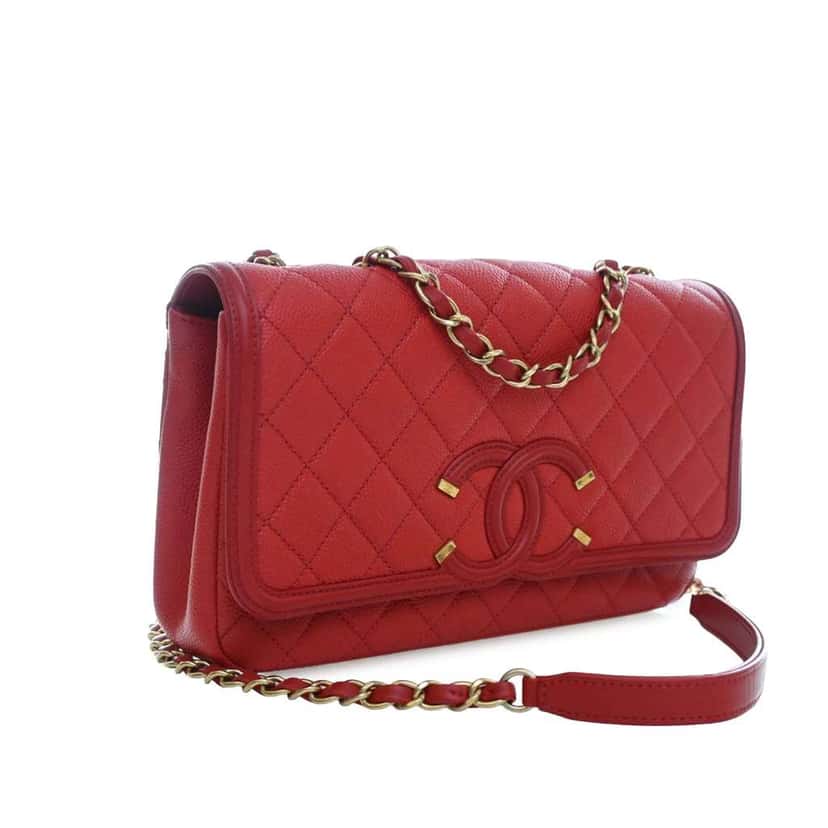 Chanel Medium Caviar CC Filigree Flap Red Leather Good condition - Inside View