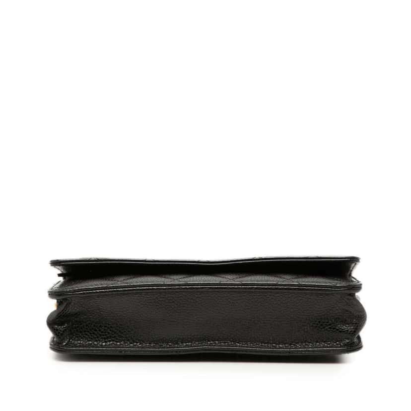 Chanel CC Quilted Caviar Wallet on Chain Black Leather Good condition - Inside View