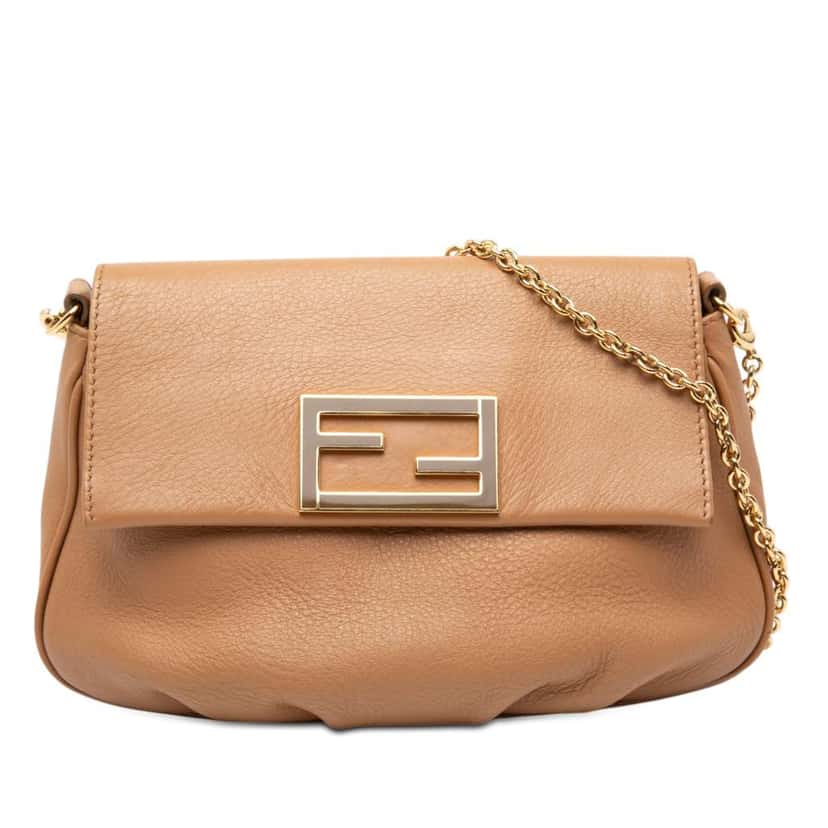 Fendi Leather Fendista Pochette Crossbody Brown Leather Good condition - Front View