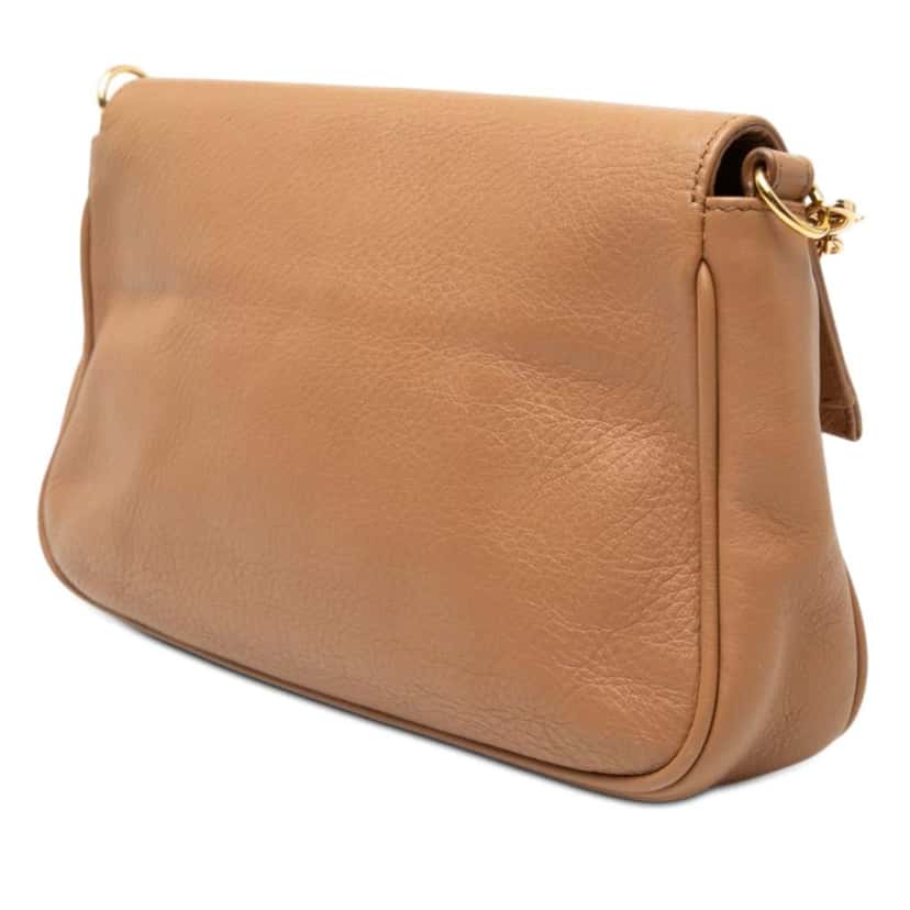 Fendi Leather Fendista Pochette Crossbody Brown Leather Good condition - Back View