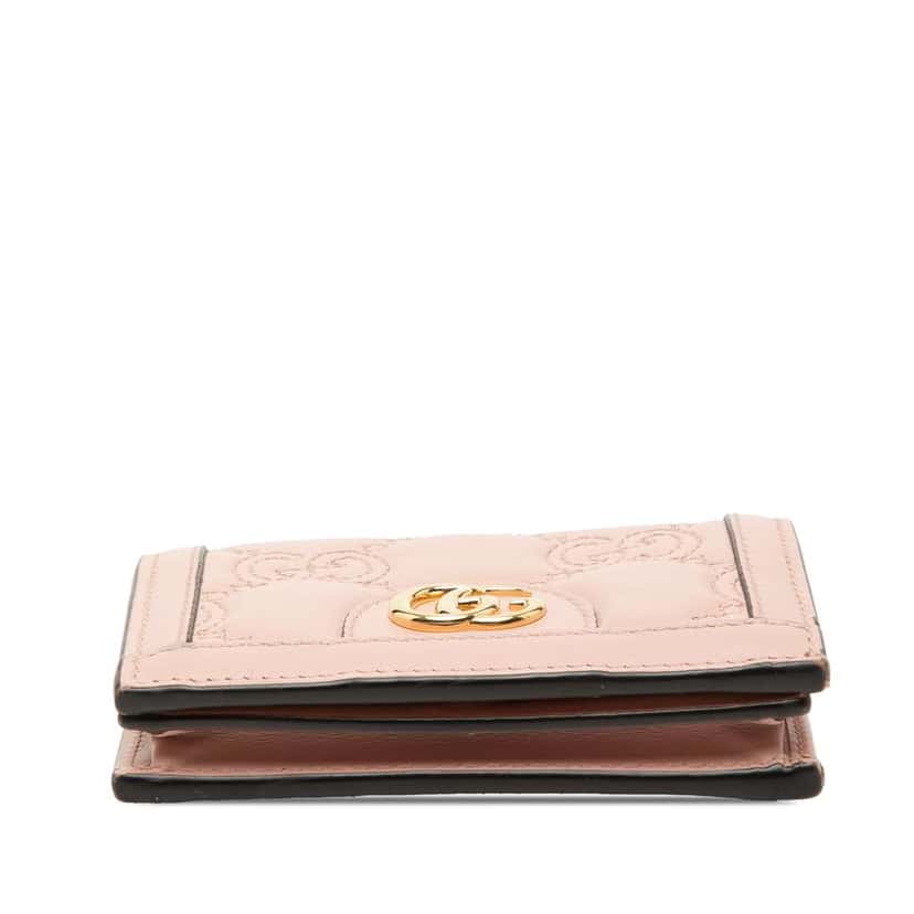 Gucci GG Matelasse Leather Card Case Wallet Pink Leather Good condition - Inside View