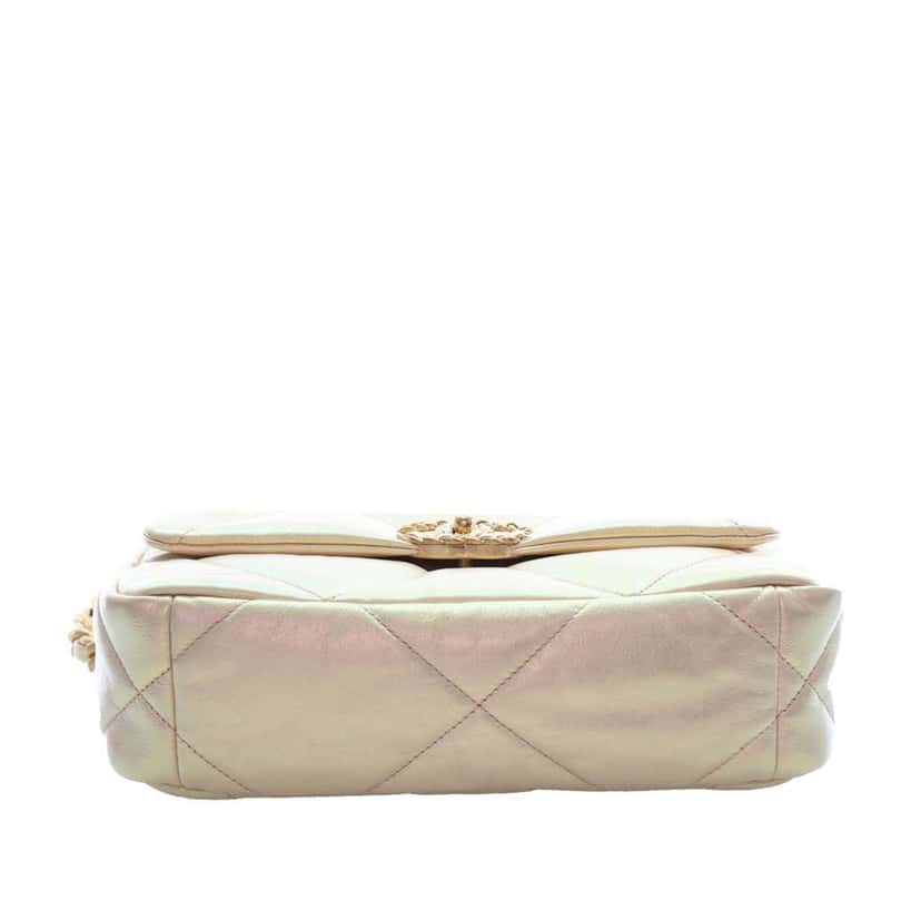 Chanel Medium Iridescent Calfskin 19 Flap Beige Leather Good condition - Box View