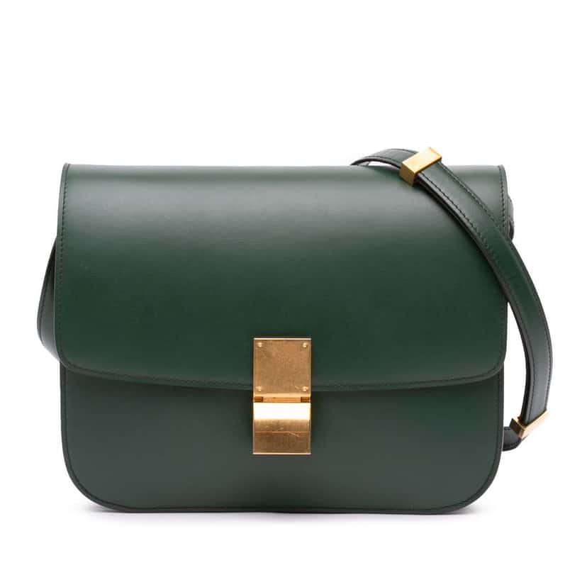 Celine Medium Calfskin Classic Box Green Leather Good condition - Front View