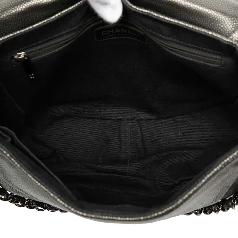 Chanel Large Metallic Caviar Half Moon Flap Grey Leather Good condition - Model View