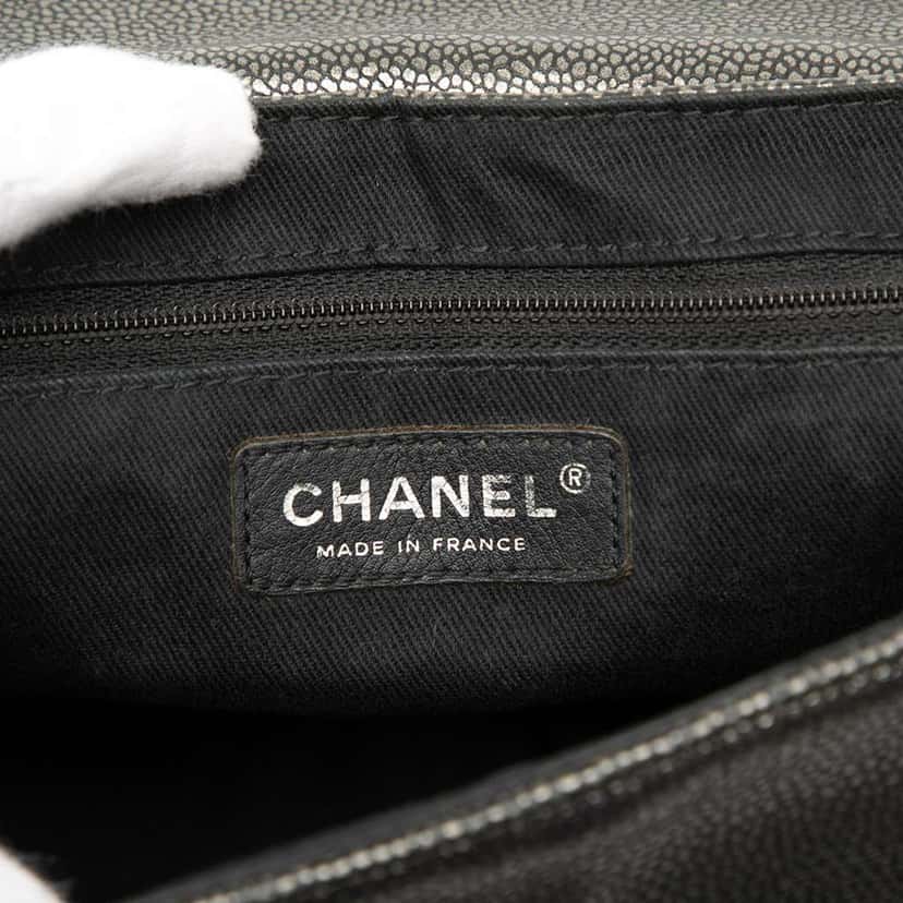 Chanel Large Metallic Caviar Half Moon Flap Grey Leather Good condition - Box View