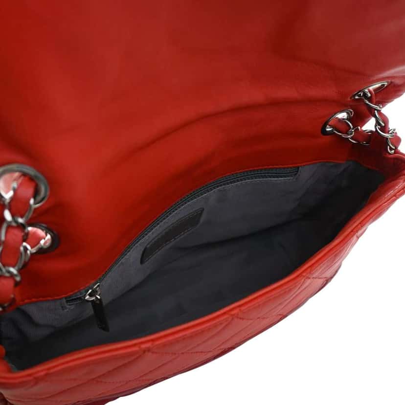 Chanel Medium Bicolor Lambskin and Calfskin CC Chain Flap Red Leather Good condition - Model View