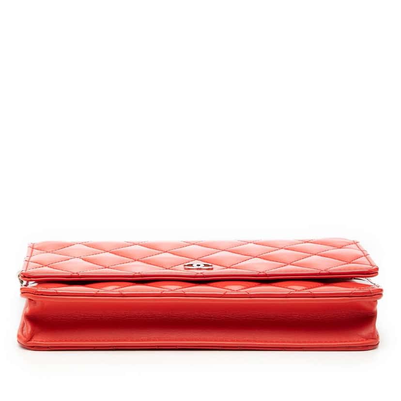 Chanel CC Patent Wallet on Chain Orange Leather Fair condition - Inside View