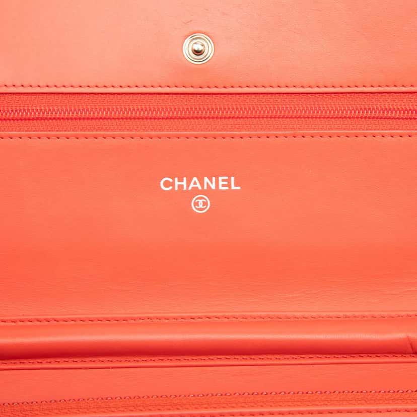 Chanel CC Patent Wallet on Chain Orange Leather Fair condition - Box View