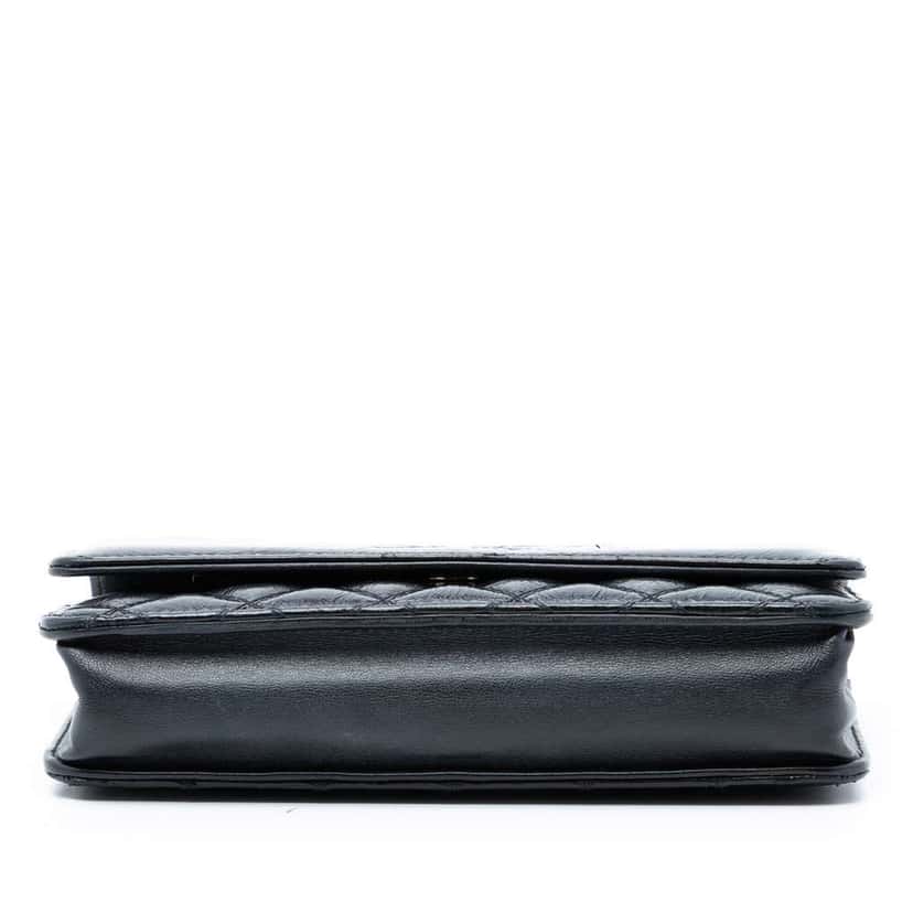 Chanel CC Quilted Shiny Aged Calfskin Wallet On Chain Black Leather Good condition - Inside View
