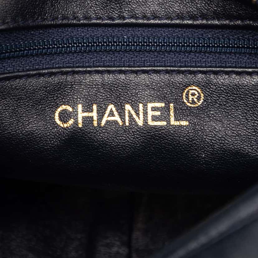 Chanel CC Lambskin Border Tassel Chain Camera Bag Blue Leather Good condition - Box View