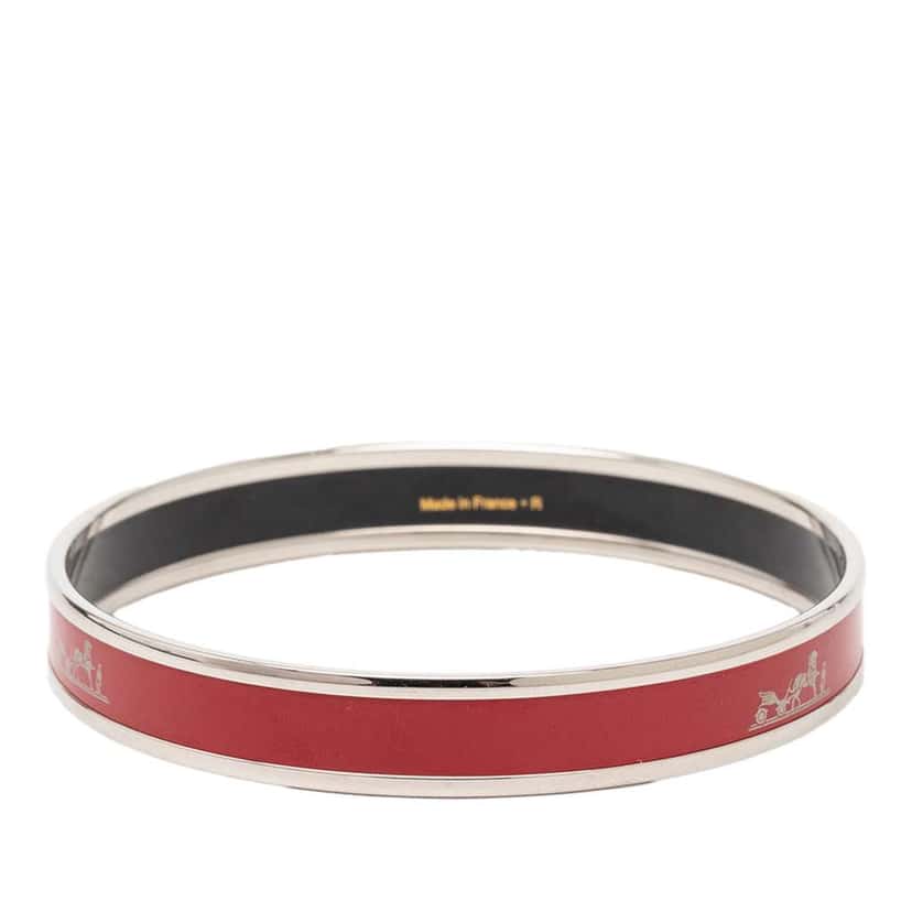 Hermès Narrow Caleche Enamel Bangle 70 Red Good condition - Inside View