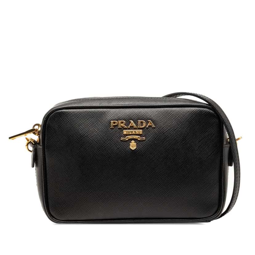 Prada Saffiano Lux Camera Bag Black Leather Good condition - Front View