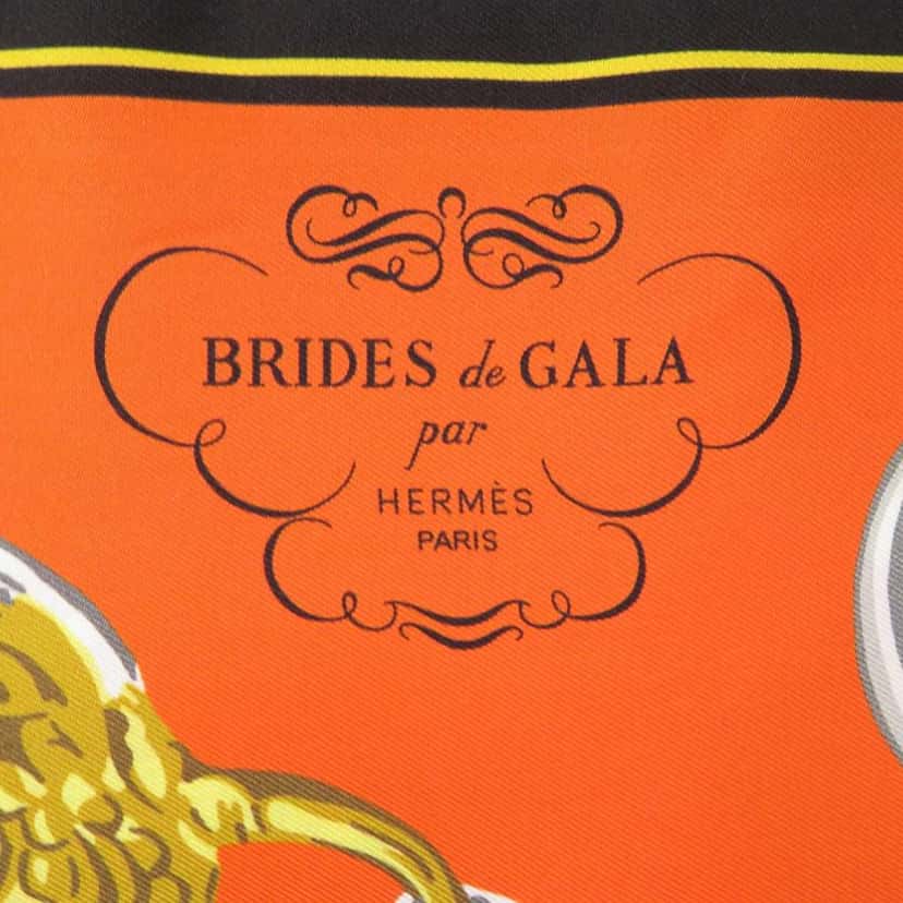 Hermès Maxi Brides de Gala Silk Twilly Scarf Orange Silk Good condition - Inside View