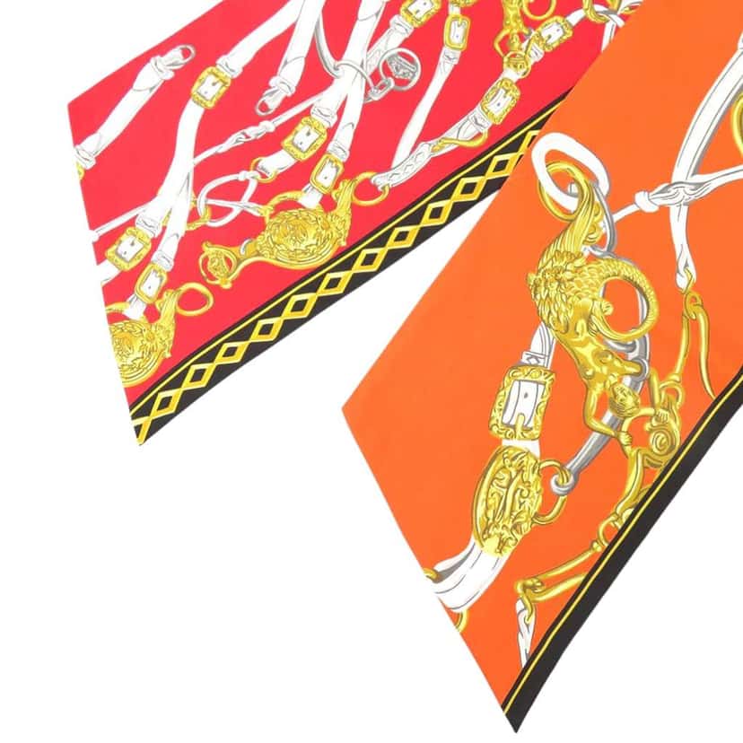 Hermès Maxi Brides de Gala Silk Twilly Scarf Orange Silk Good condition - Box View