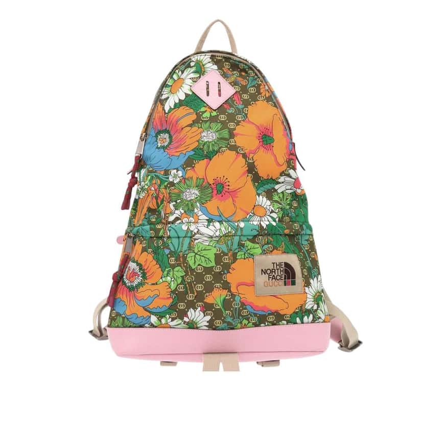 Gucci The North Face Medium Econyl Floral Backpack Brown Good condition - Front View