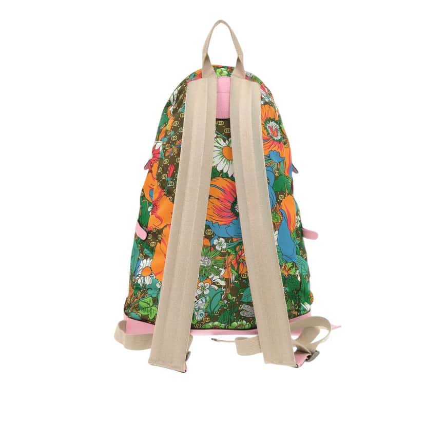 Gucci The North Face Medium Econyl Floral Backpack Brown Good condition - Back View