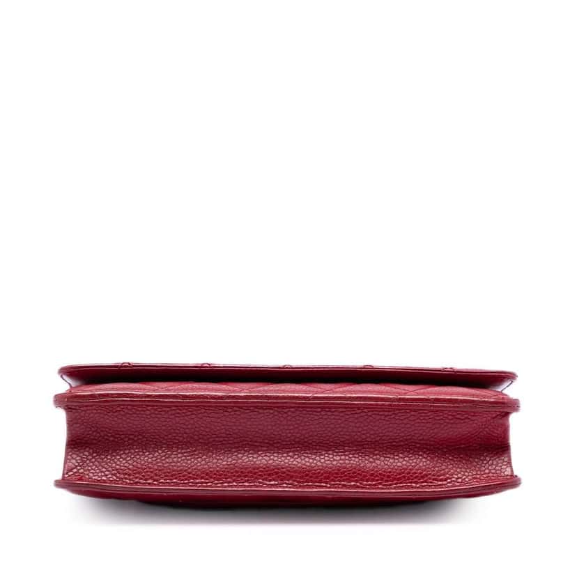 Chanel CC Quilted Caviar Wallet on Chain Red Leather Good condition - Inside View