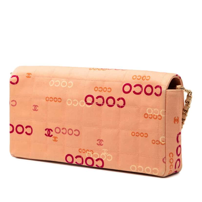 Chanel CC Chocolate Bar Canvas Logo East West Flap Pink Canvas Fair condition - Back View