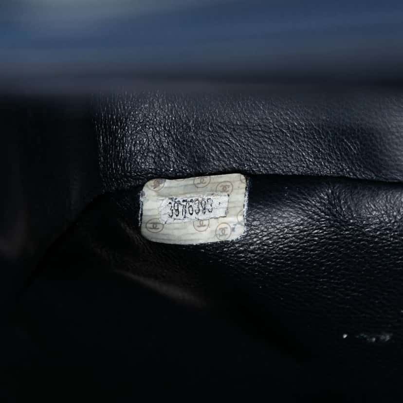 Chanel CC Quilted Lambskin Flap Tote Blue Leather Good condition - Box View