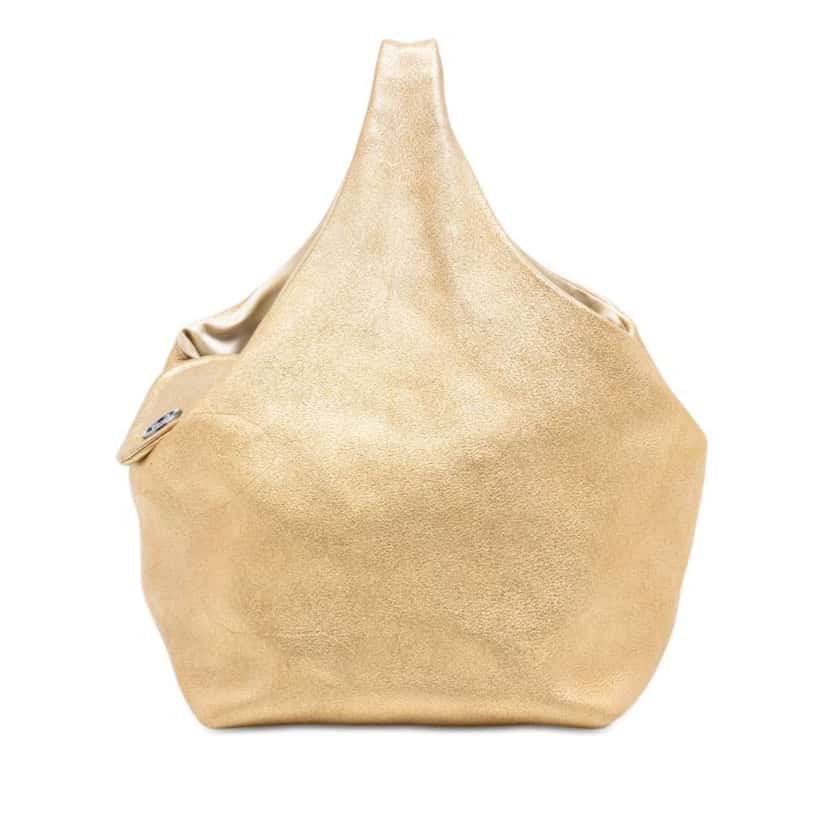 Chanel CC Metallic Lambskin Hobo Gold Leather Good condition - Front View