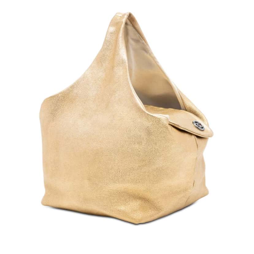 Chanel CC Metallic Lambskin Hobo Gold Leather Good condition - Back View