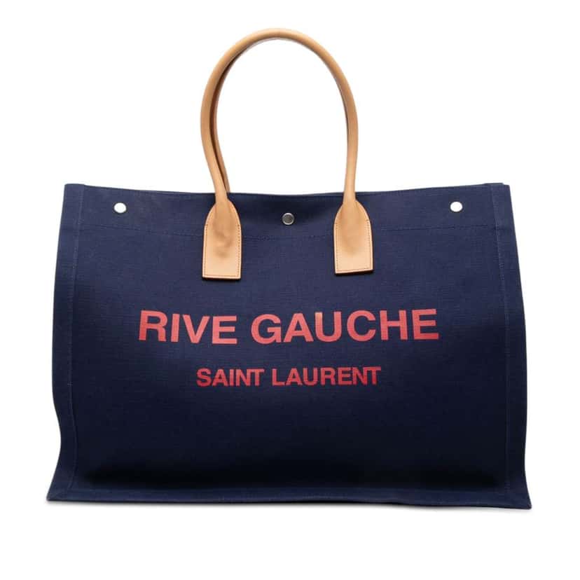 Saint Laurent Large Canvas Rive Gauche Tote Blue Canvas Good condition - Front View