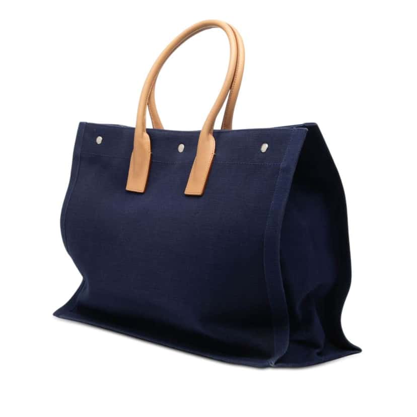 Saint Laurent Large Canvas Rive Gauche Tote Blue Canvas Good condition - Back View
