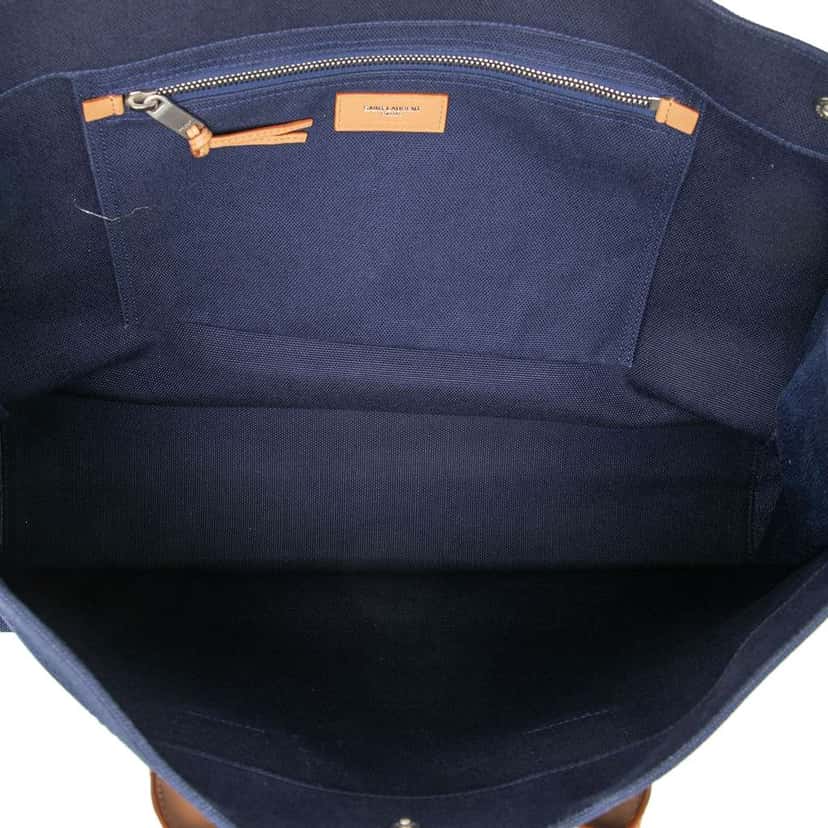 Saint Laurent Large Canvas Rive Gauche Tote Blue Canvas Good condition - Model View