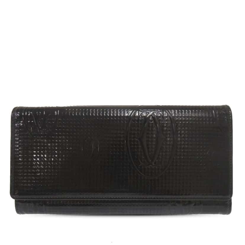 Cartier Patent Happy Birthday Long Wallet Black Leather Good condition - Front View