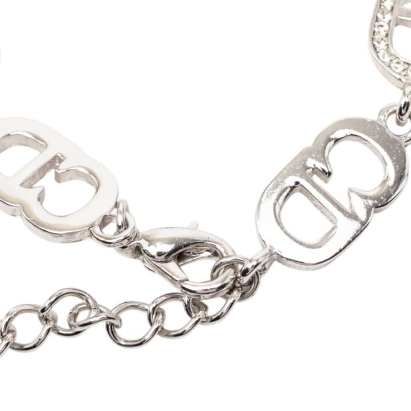 Dior Silver Plated Rhinestone CD Logo Link Bracelet Silver Metal Good condition - Model View
