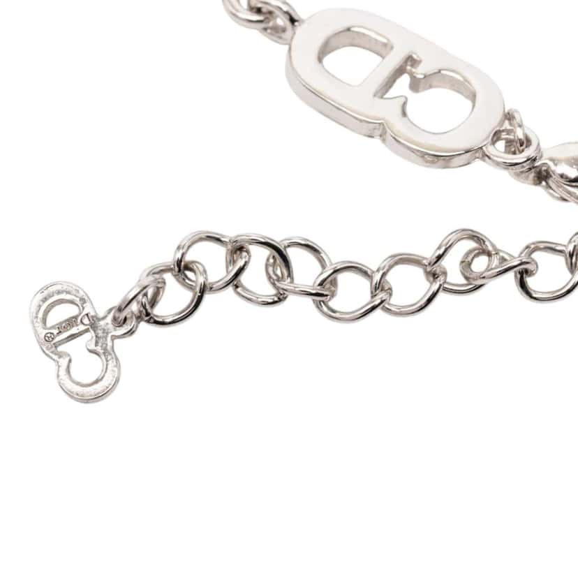 Dior Silver Plated Rhinestone CD Logo Link Bracelet Silver Metal Good condition - Box View