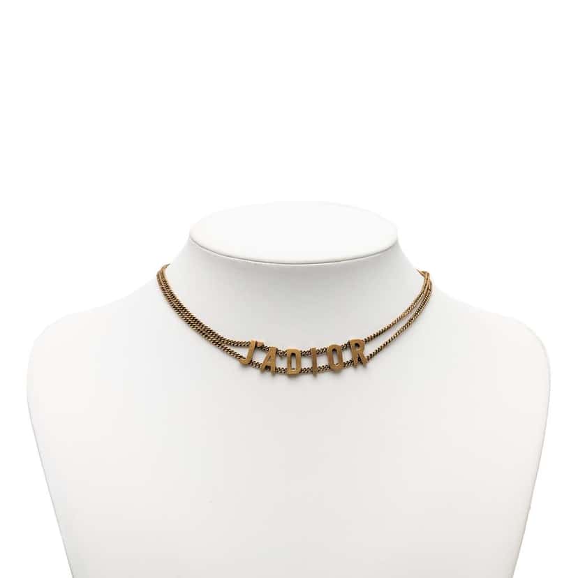 Dior Gold Plated J Adior Choker Necklace Gold Metal Good condition - Front View