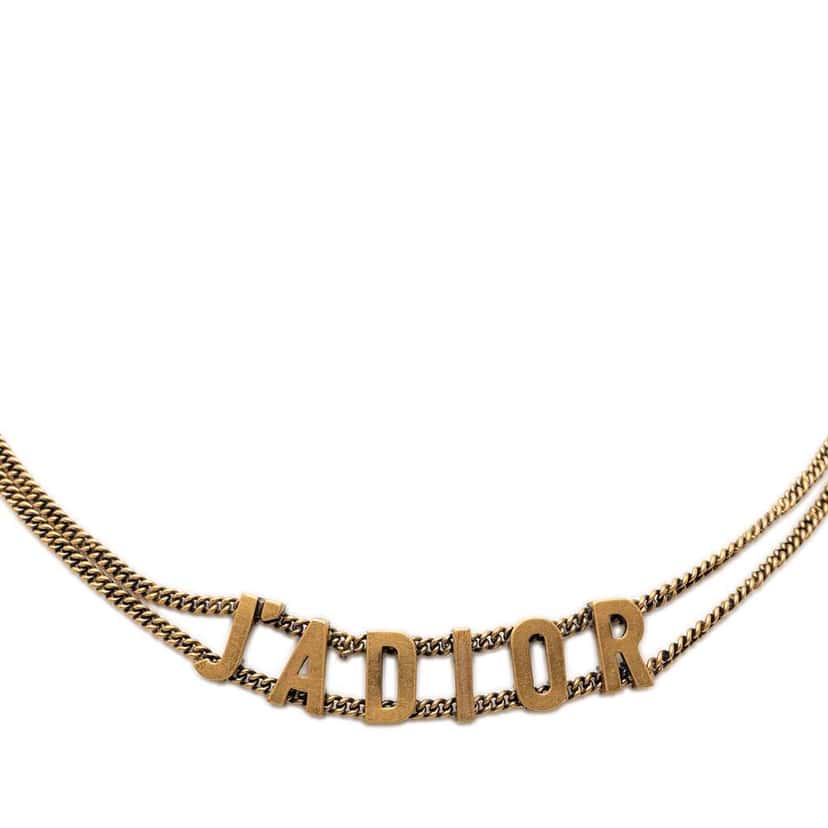 Dior Gold Plated J Adior Choker Necklace Gold Metal Good condition - Back View