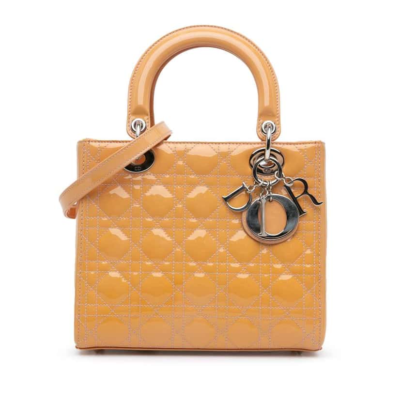 Dior Medium Patent Cannage Lady Dior Brown Leather Good condition - Front View